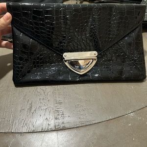 black patent crocodile leather bag